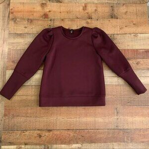 Stella and dot women's size medium puff shoulder long sleeve crew neck blouse